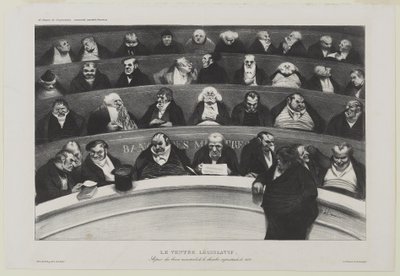 Le Ventre Législatif: Aspecto de los bancos ministeriales en la Cámara de Prostitución de 1834 de Honoré Daumier
