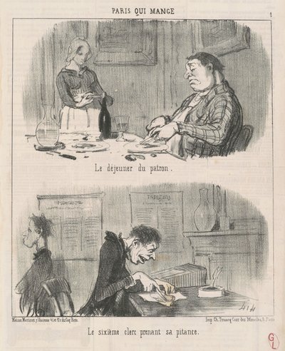 El almuerzo del patrón el sexto empleado... de Honoré Daumier
