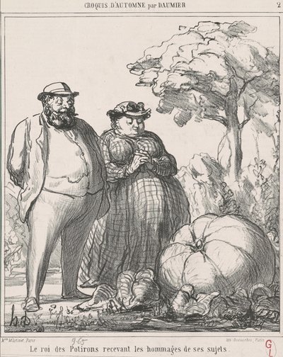 El rey de las calabazas recibiendo los homenajes de sus súbditos de Honoré Daumier