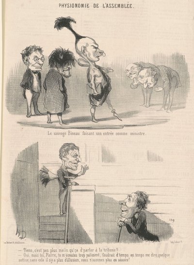 El salvaje Bineau haciendo su entrada de Honoré Daumier