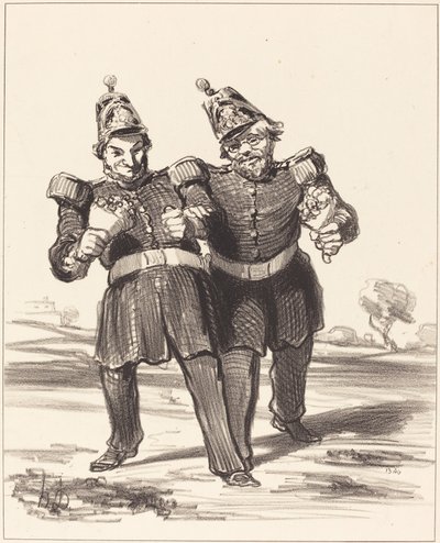 Los dos comensales en alegría de Honoré Daumier