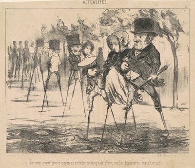 Los parisinos habiendo encontrado la manera de circular ... de Honoré Daumier