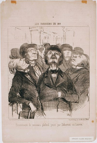 Los Parisinos en 1852- Examinando el nuevo techo... Por Delacroix de Honoré Daumier
