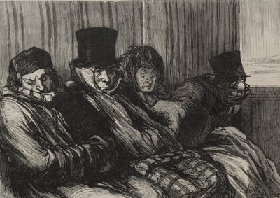 Los ferrocarriles: tren de placer: diez grados de desnudez y mal humor de Honoré Daumier