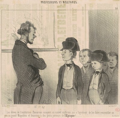 Los alumnos de la institución Pascareau prueban un nuevo uniforme ... de Honoré Daumier