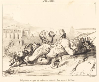 Lilliputiens intentando aprovechar el sueño... de Honoré Daumier
