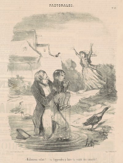 ¡Niño desafortunado! ... Eso te enseñará a hacer... de Honoré Daumier