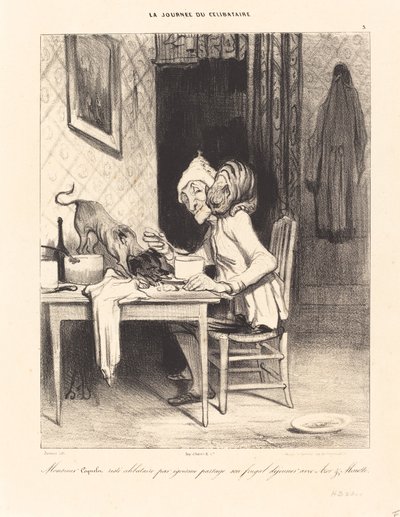 Monsieur Coquelet... comparte su... desayuno de Honoré Daumier