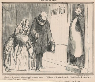 Señor el conserje, yendo a una velada de Honoré Daumier