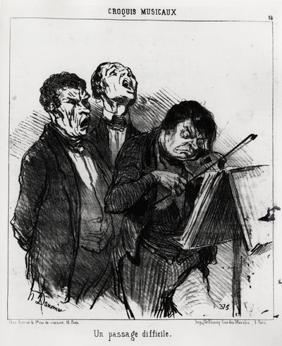 Bocetos musicales: un pasaje difícil. Ilustración de Honoré Daumier (1808-1879), publicada en las noticias en "Charivari", con fecha 5 de marzo de 1852 de Honoré Daumier