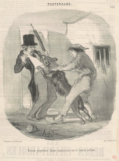 Nuevo propietario conociendo al perro de Honoré Daumier