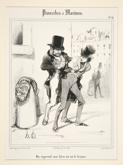 Recuperamos nuestra propiedad o la encontramos, lámina 11 de Proverbes et Maximes de Honoré Daumier