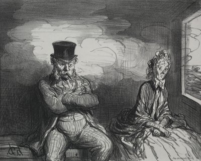 En el tren: Un compañero agradable, 1862 de Honoré Daumier