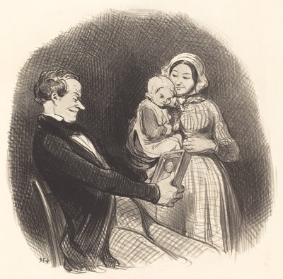 Papá Contemplando la Imagen de su Imagen de Honoré Daumier