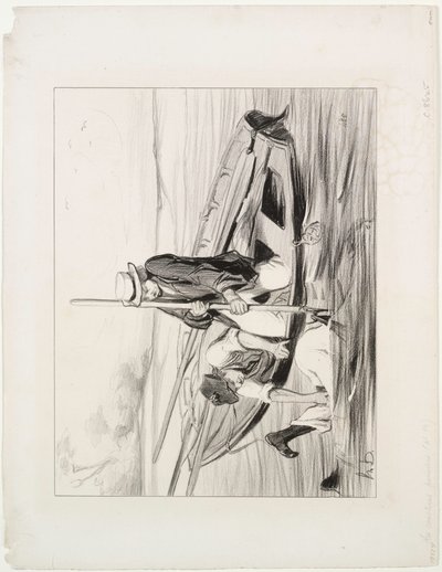 Barqueros Parisinos, lámina 14: Hombre al Agua, 1843 de Honoré Daumier