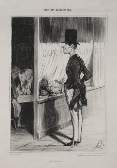 Emociones parisinas, lámina 3: ¡Tengo tres sous! de Honoré Daumier