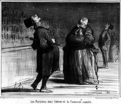 Parisienses esperando el famoso cometa, caricatura de Honoré Daumier. “Charivari” de Honoré Daumier