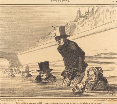 Parisiens prenant... leurs précautions... de Honoré Daumier