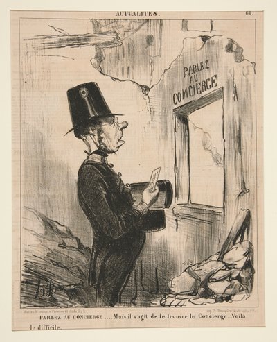 hablar con el conserje de Honoré Daumier