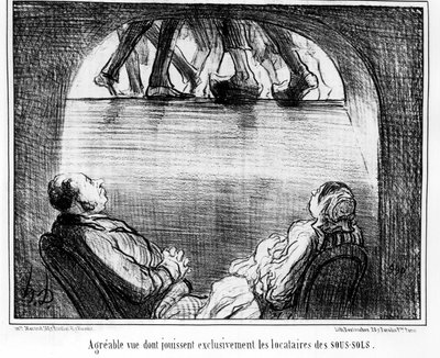 Vista agradable disfrutada exclusivamente por los inquilinos de los sótanos, tomado de “Inquilinos y Propietarios”, serie de caricaturas de Honore Daumier (1808-1879). “Charivari” de Honoré Daumier