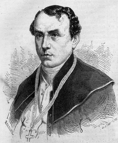 Retrato de Sigismond Felix Felinski (1822-1895), arzobispo de Varsovia (Polonia). Grabado en "Le Monde Illustré" n°314 del 18 de abril de 1863 de Honoré Daumier