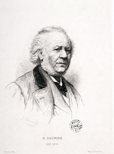 Retrato de Honoré Daumier (1808-1879), grabador, pintor y escultor francés. Grabado de Massard. Dim: 15x11,5cm. Museo Arbaud. de Honoré Daumier