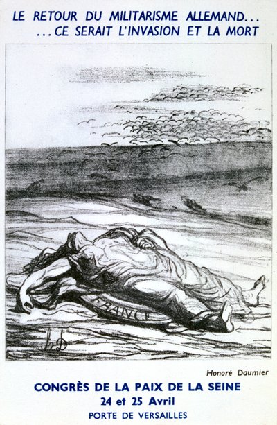 Tarjeta postal publicitaria del Congreso de Paz del Sena, París de Honoré Daumier
