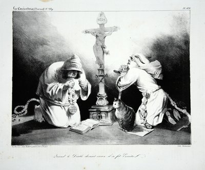 Cuando el diablo se hizo viejo, se hizo ermitaño, pub. 1835 de Honoré Daumier
