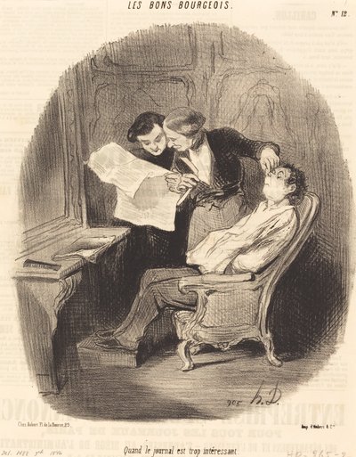 Cuando el periódico es demasiado interesante de Honoré Daumier
