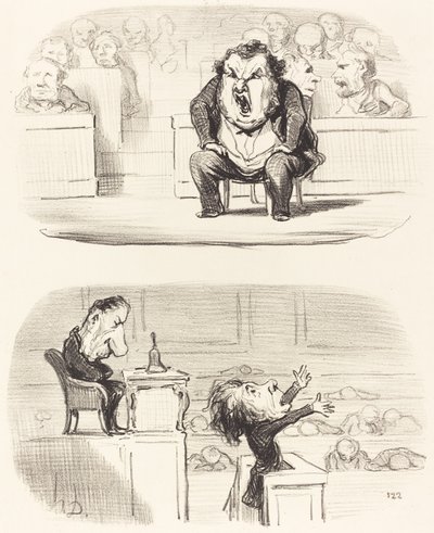 Cuando un orador aburrido sube a la tribuna de Honoré Daumier