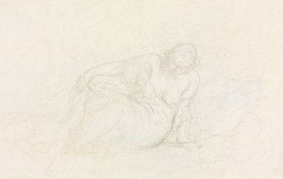 Mujer reclinada apoyada en su brazo, verso, 1855-60 de Honoré Daumier