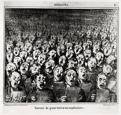 Recuerdo del gran festival de orfeonistas. Ilustración de Honore Daumier (1808-1879), publicada en las noticias, “Charivari”, fechada el 28 de marzo de 1859. de Honoré Daumier