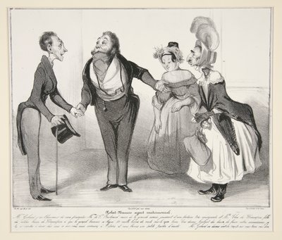 Agente matrimonial Robert-Macaire. (Macaire agente matrimonial.), pl. 16 de la serie Caricaturana, del disco Les Robert Macaires de Honoré Daumier