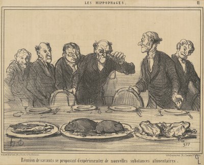 Reunión de sabios proponiendo de Honoré Daumier