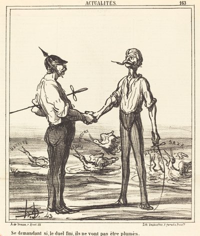 Preguntándose si, terminado el duelo, no serán desplumados de Honoré Daumier