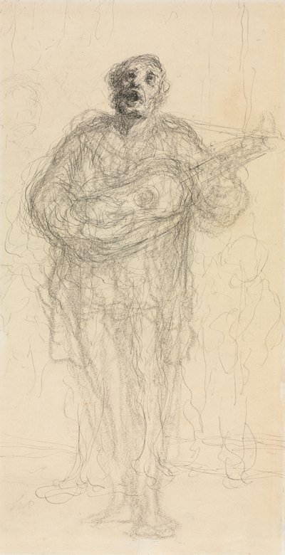 Guitarrista cantante (recto), 1855-60 de Honoré Daumier