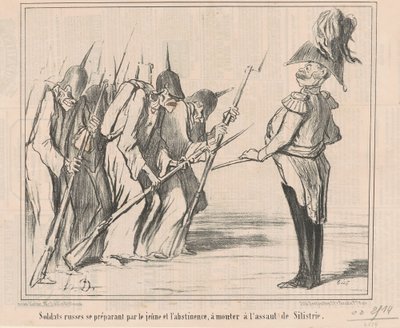 Soldados rusos preparándose para el joven... de Honoré Daumier