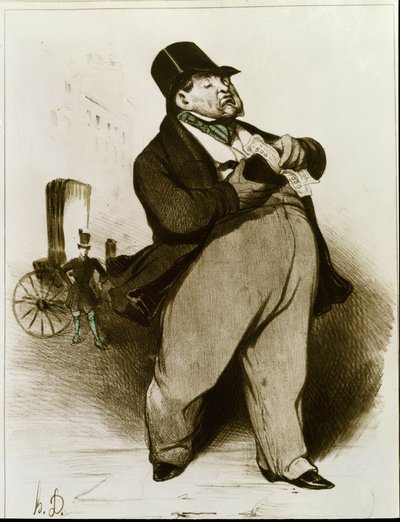 El banquero - Litografía de Honoré Daumier