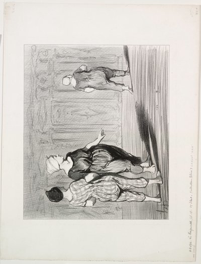 Los bañistas, lámina 15: ¡Es ella otra vez, una moda bonita, Madame Coquardeau!, 1847 de Honoré Daumier