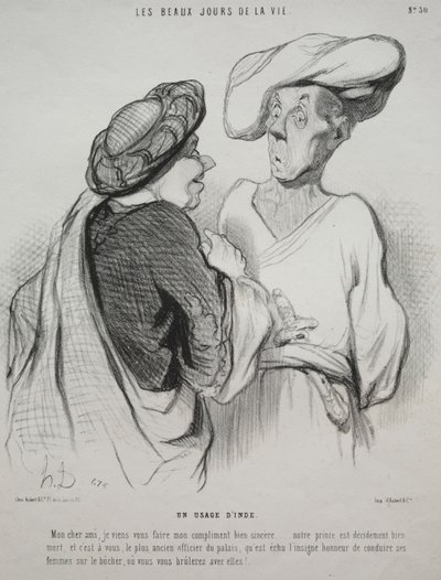 The Beautiful Days of Life, plate 30: An Indian Custom de Honoré Daumier