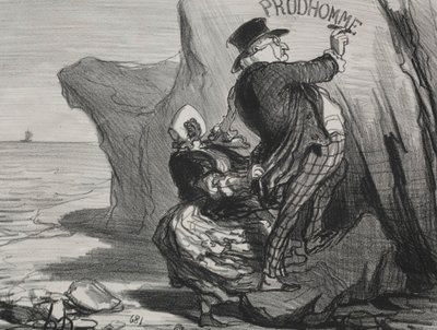 El buen burgués placa 3: Quiero dejar un monumento imperecedero de nuestra visita..., 1854 de Honoré Daumier