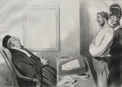 Los Hombres de Justicia, lámina 15: Tenías hambre... Eso no es una razón..., 1845 de Honoré Daumier