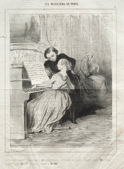 Los Músicos de París, lámina 6: ¡Si supieras lo bonita que eres! de Honoré Daumier