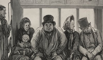El ómnibus: Interior del ómnibus de Honoré Daumier