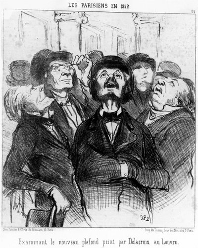 Los parisinos en 1852 examinando el nuevo techo pintado por Delacroix en el Louvre, tomado de 
