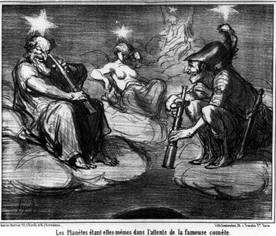 Los planetas mismos esperan el famoso cometa, tomado de “Astronomía”, caricatura de Honoré Daumier. “Charivari” de Honoré Daumier