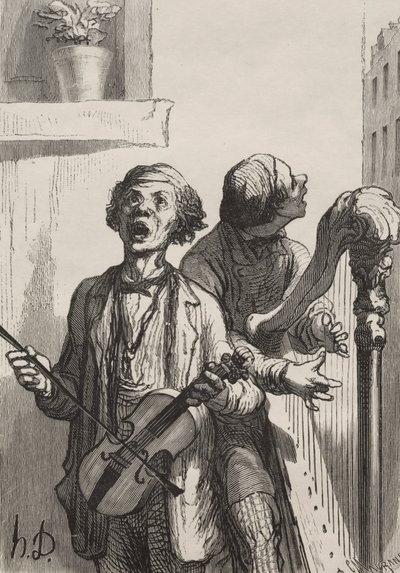Los cantantes: Cantantes callejeros de Honoré Daumier
