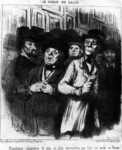 El público del espectáculo. Aficionados clásicos cada vez más convencidos de que el arte se pierde en Francia, tomado de “Pinturas y Salones”, serie de caricaturas de Honore Daumier (1808-1879). “Charivari” de Honoré Daumier