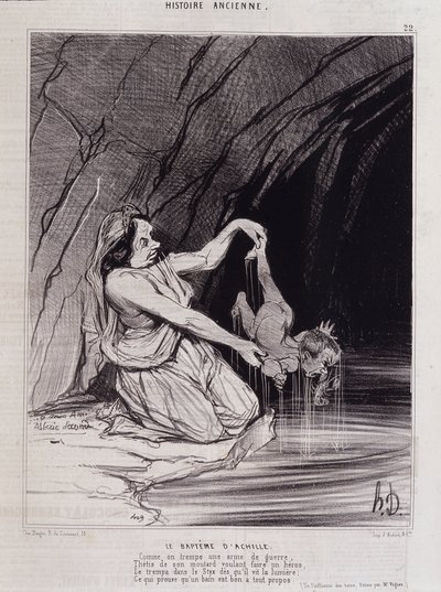 El bautismo de Aquiles - en Charivari c.1840 - Honoré Daumier de Honoré Daumier