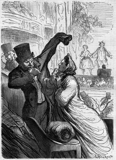 El verso final. Caricatura de Honore Daumier (1808-1879). Grabado en “Le Monde Illustré” n°255 de 1 de marzo de 1862 de Honoré Daumier